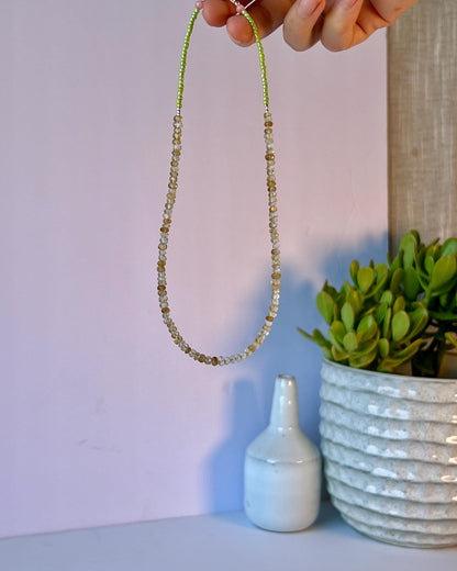 Funky Citrine Gemstone Necklace, Sterling Silver Magnetic Closure, Minimalist Boho Style