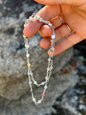 Gemstone & Sterling Silver Link Necklace: Rose Quartz, Jade, Apatite