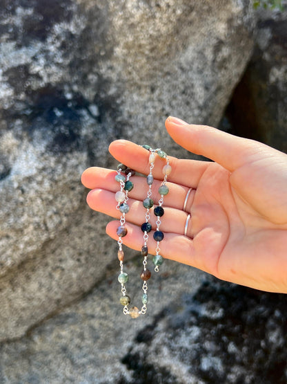 Jasper Gemstone Necklace, Sterling Silver Magnetic Closure, Minimalist Boho Style