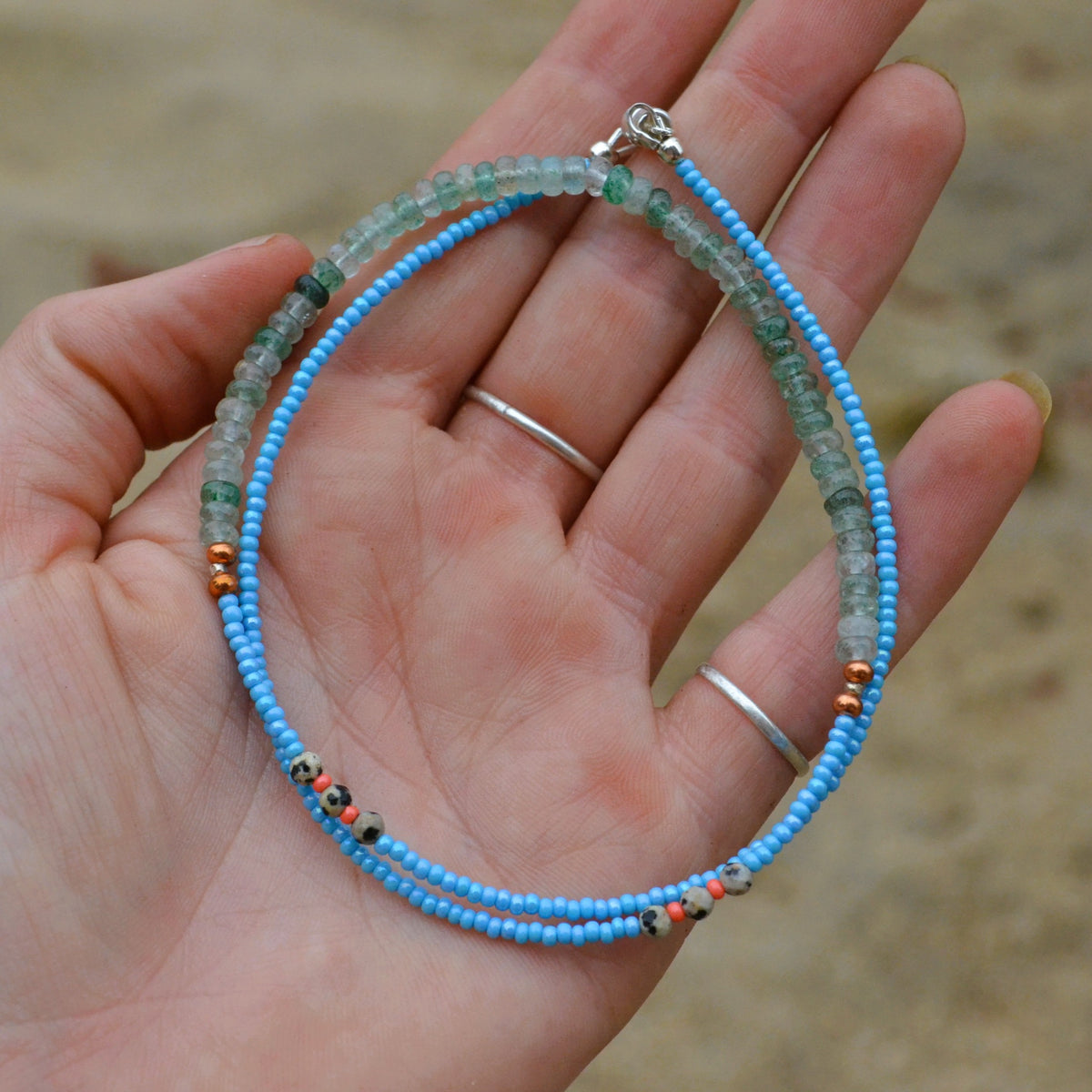 Green Aventurine & Seed Bead Necklace