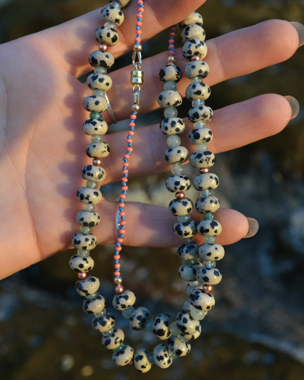 Dalmatian Jasper & Green Aventurine Necklace