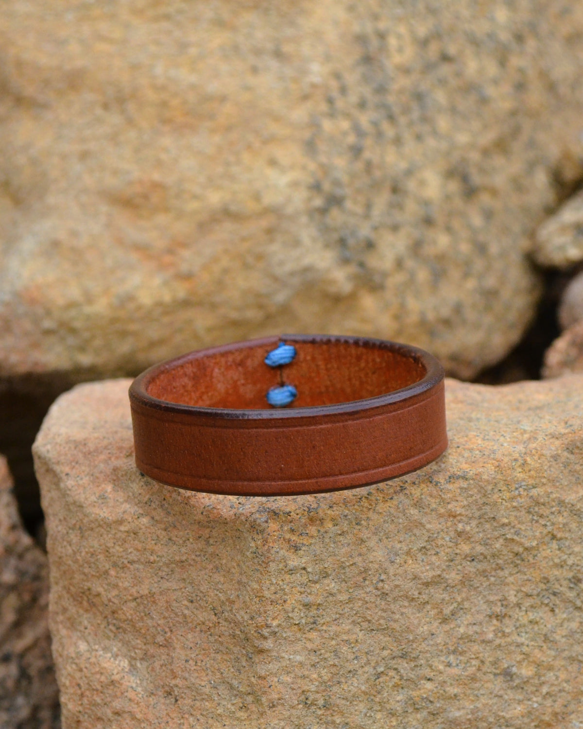 Reclaimed Leather & Nylon Cuff Bracelet