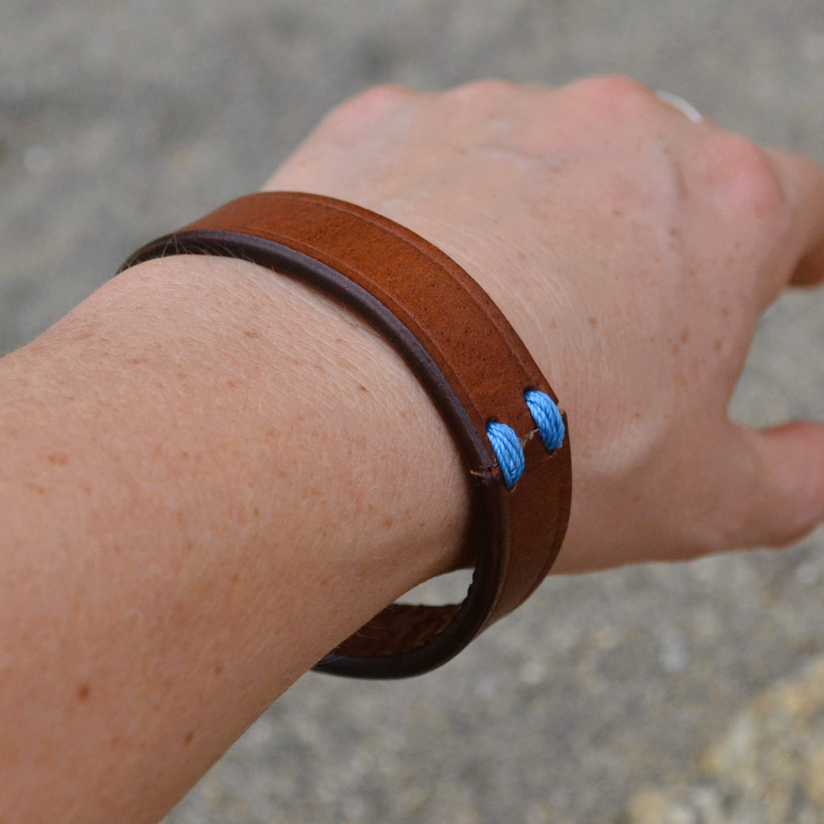 Reclaimed Leather & Nylon Cuff Bracelet