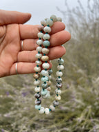 Hand-Knotted Amazonite Gemstone Necklace, Sterling Silver Magnetic Clasp