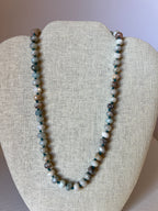 Hand-Knotted Amazonite Gemstone Necklace, Sterling Silver Magnetic Clasp