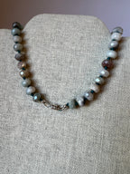 Hand-Knotted Amazonite Gemstone Necklace, Sterling Silver Magnetic Clasp