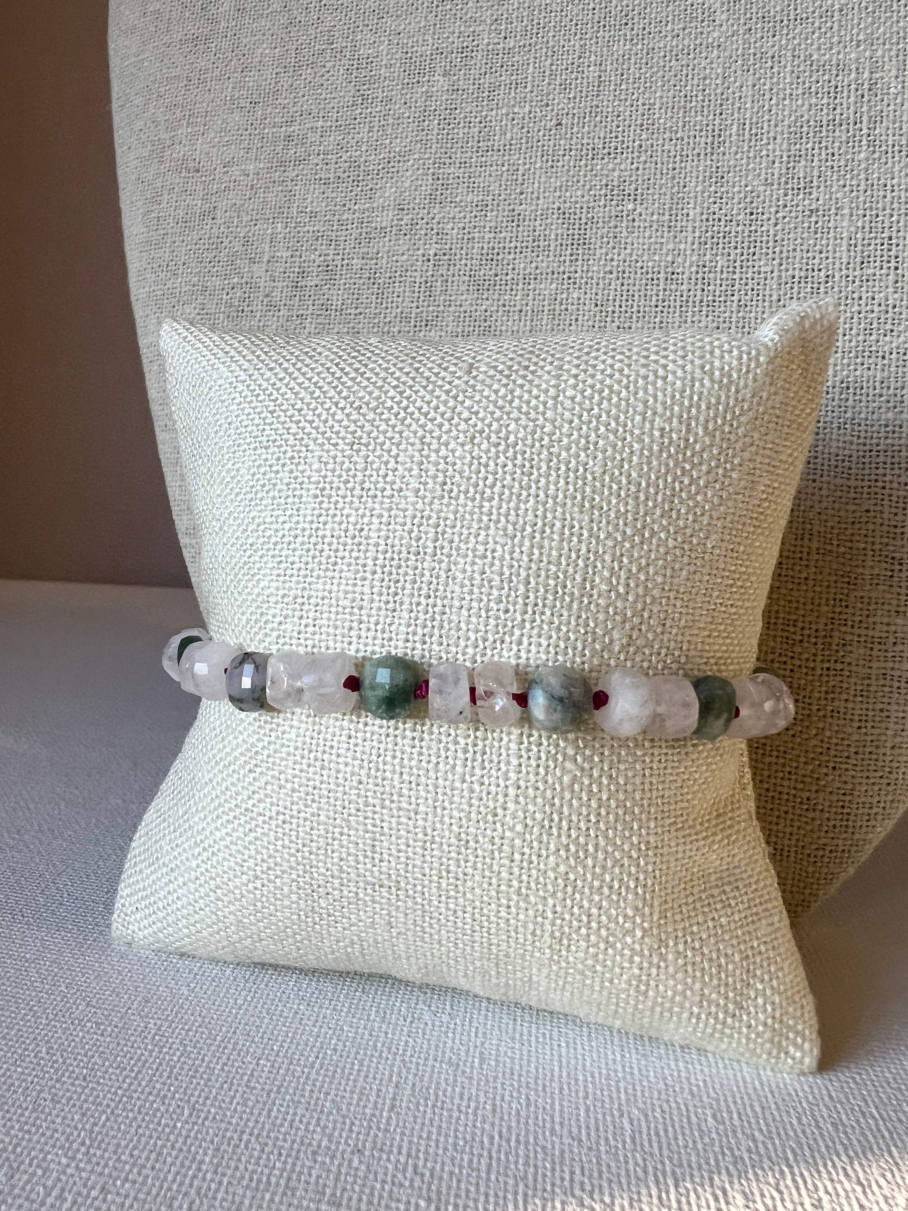 Hand Knotted Moonstone & Jasper Bracelet