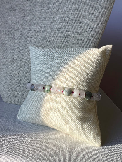 Moonstone & Jasper Bracelet, Handmade Jewelry, Sterling Silver Magnetic Clasp