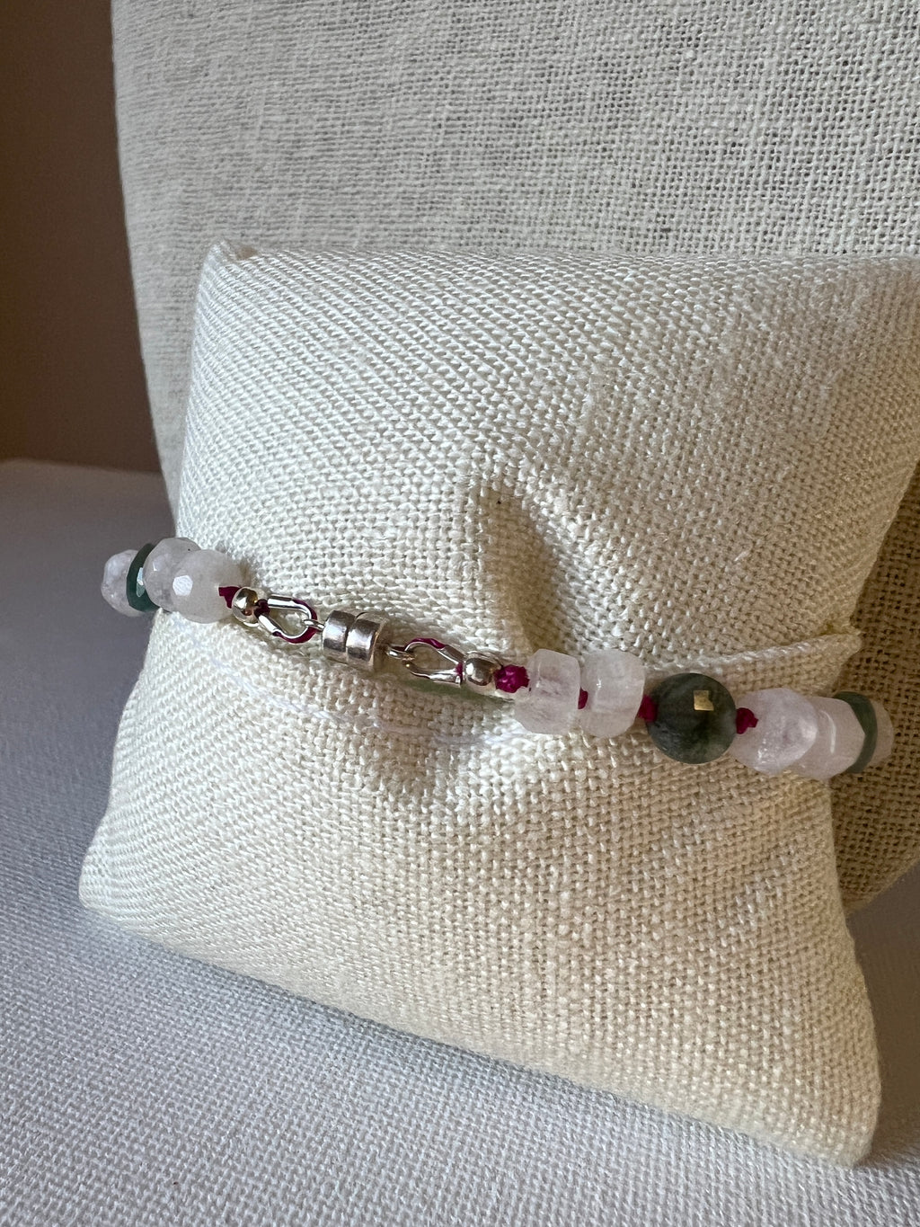 Hand Knotted Moonstone & Jasper Bracelet