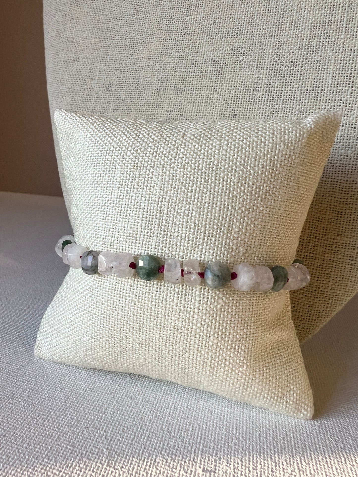 Moonstone & Jasper Bracelet, Handmade Jewelry, Sterling Silver Magnetic Clasp
