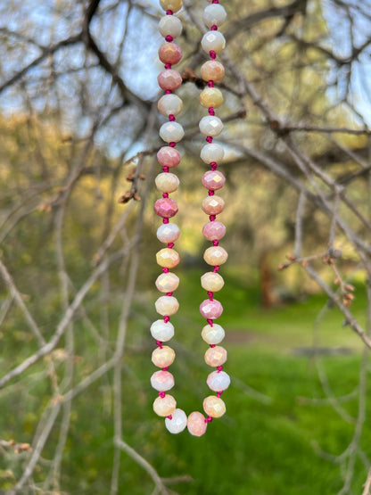 Hand-Knotted Glass Bead Necklace, Sterling Silver Magnetic Clasp