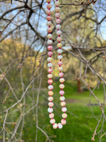 Hand-Knotted Glass Bead Necklace, Sterling Silver Magnetic Clasp
