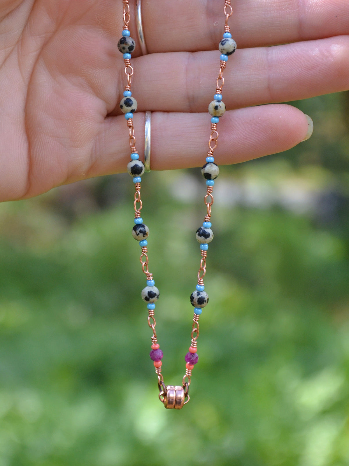 Aventurine & Dalmatian Jasper Copper Necklace