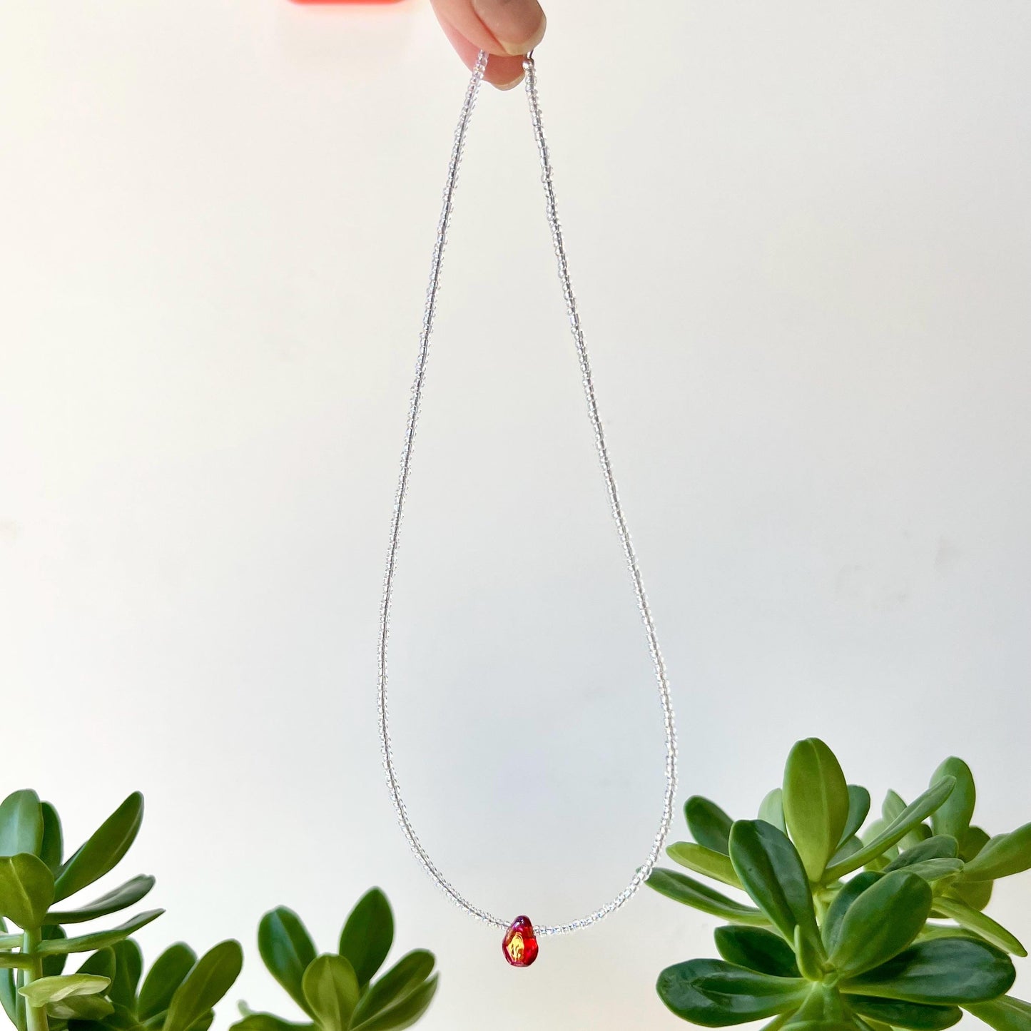 Delicate Seed Bead Choker Sterling Silver Magnetic Closure Necklace Minimalist Boho Style