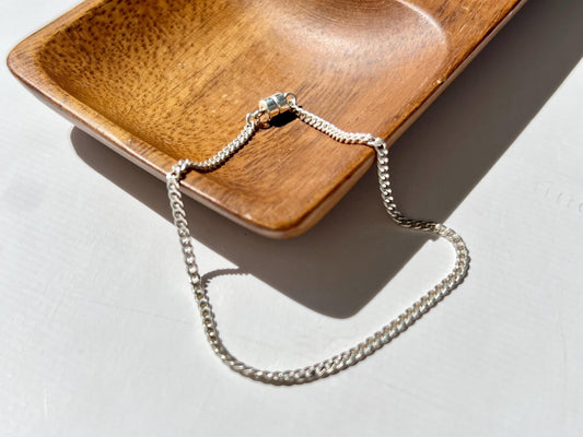 Sterling Silver Cuban Curb 1.9mm Link Bracelet Magnetic Clasp Casual Fine Minimalist Jewelry