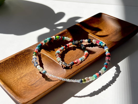 Handcrafted Boho Beaded Necklace Sterling Silver Magnetic Clasp Unique Minimalist Design