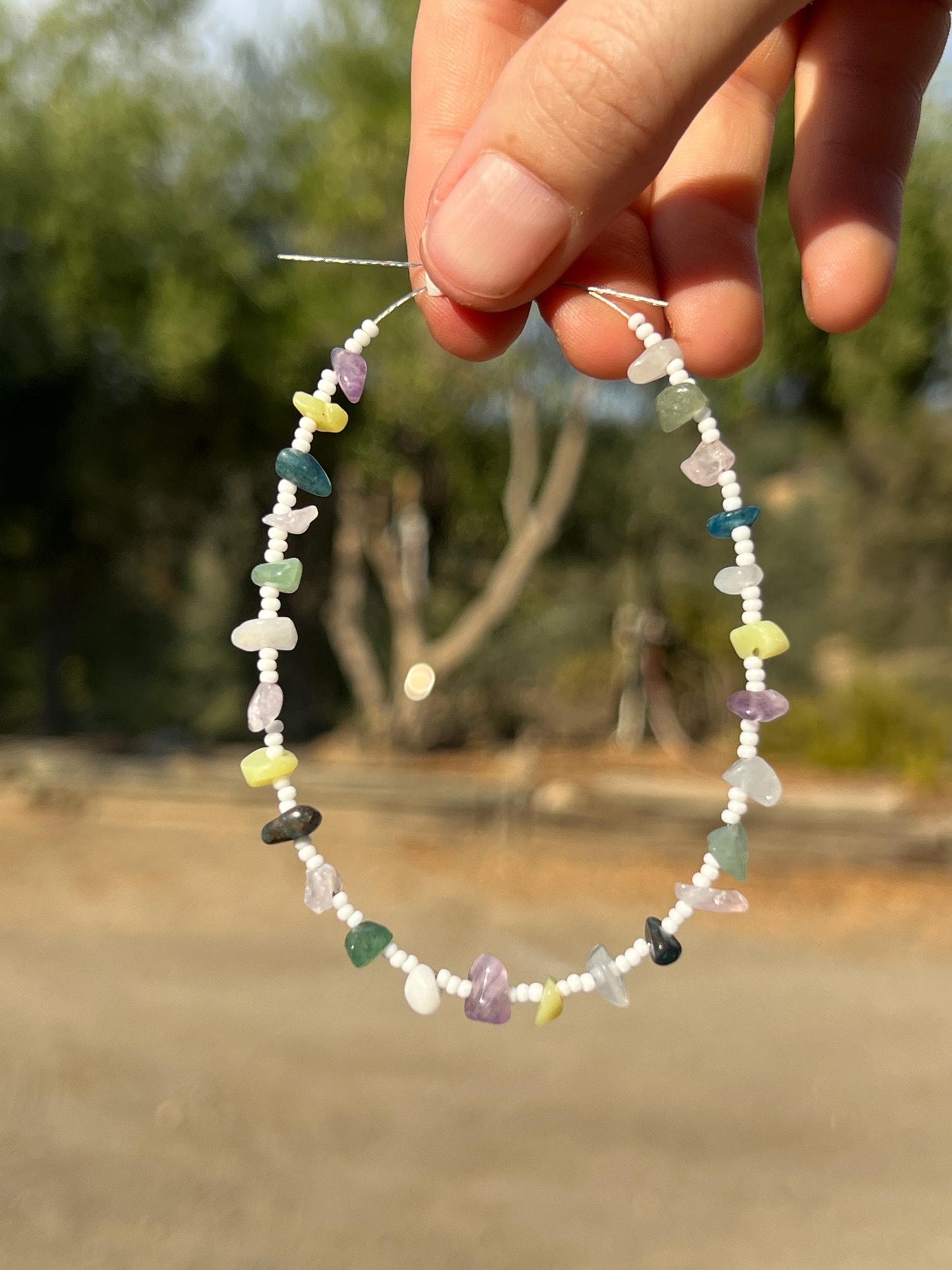 Gemstone Chip Bracelet, Sterling Silver Magnetic Clasp, Eclectic Boho Design