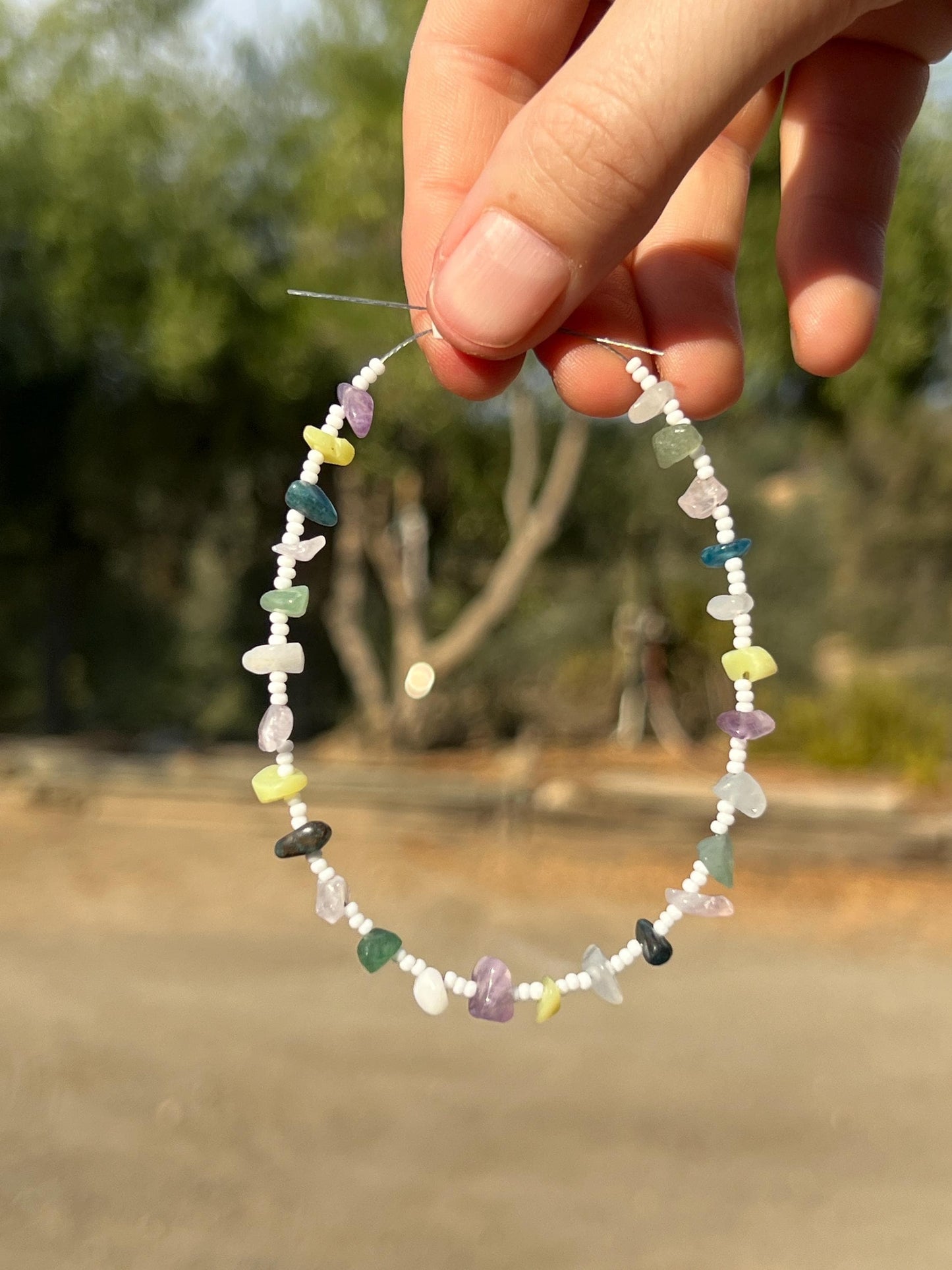 Gemstone Chip Bracelet, Sterling Silver Magnetic Clasp, Eclectic Boho Design