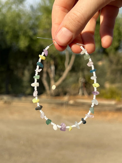 Gemstone Chip Bracelet, Sterling Silver Magnetic Clasp, Eclectic Boho Design