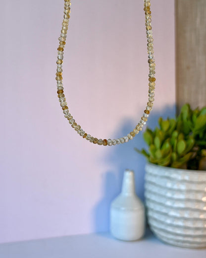 Funky Citrine Gemstone Necklace, Sterling Silver Magnetic Closure, Minimalist Boho Style