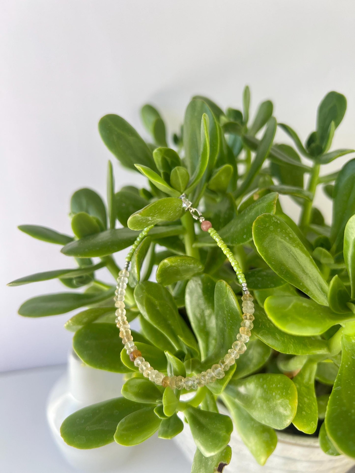 Funky Citrine Gemstone Bracelet, Sterling Silver Magnetic Closure, Minimalist Boho Style