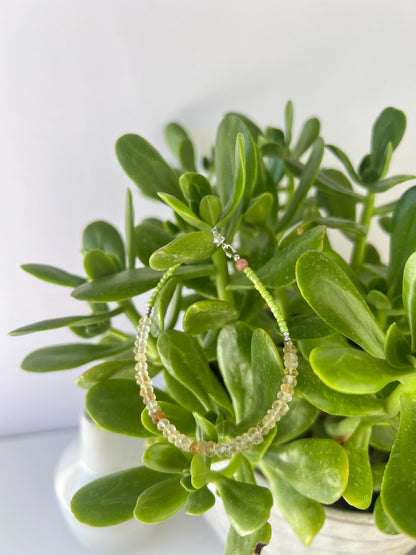 Funky Citrine Gemstone Bracelet, Sterling Silver Magnetic Closure, Minimalist Boho Style