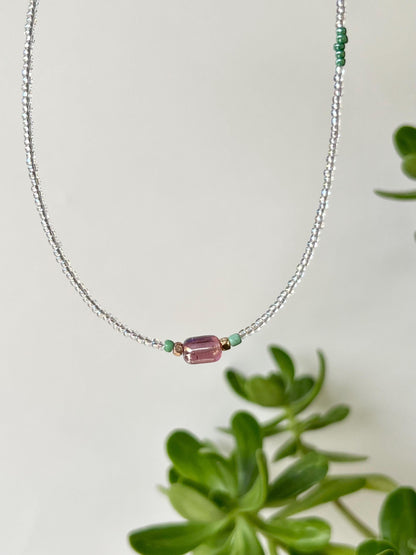 Delicate Seed Bead Choker Sterling Silver Magnetic Closure Necklace Minimalist Boho Style