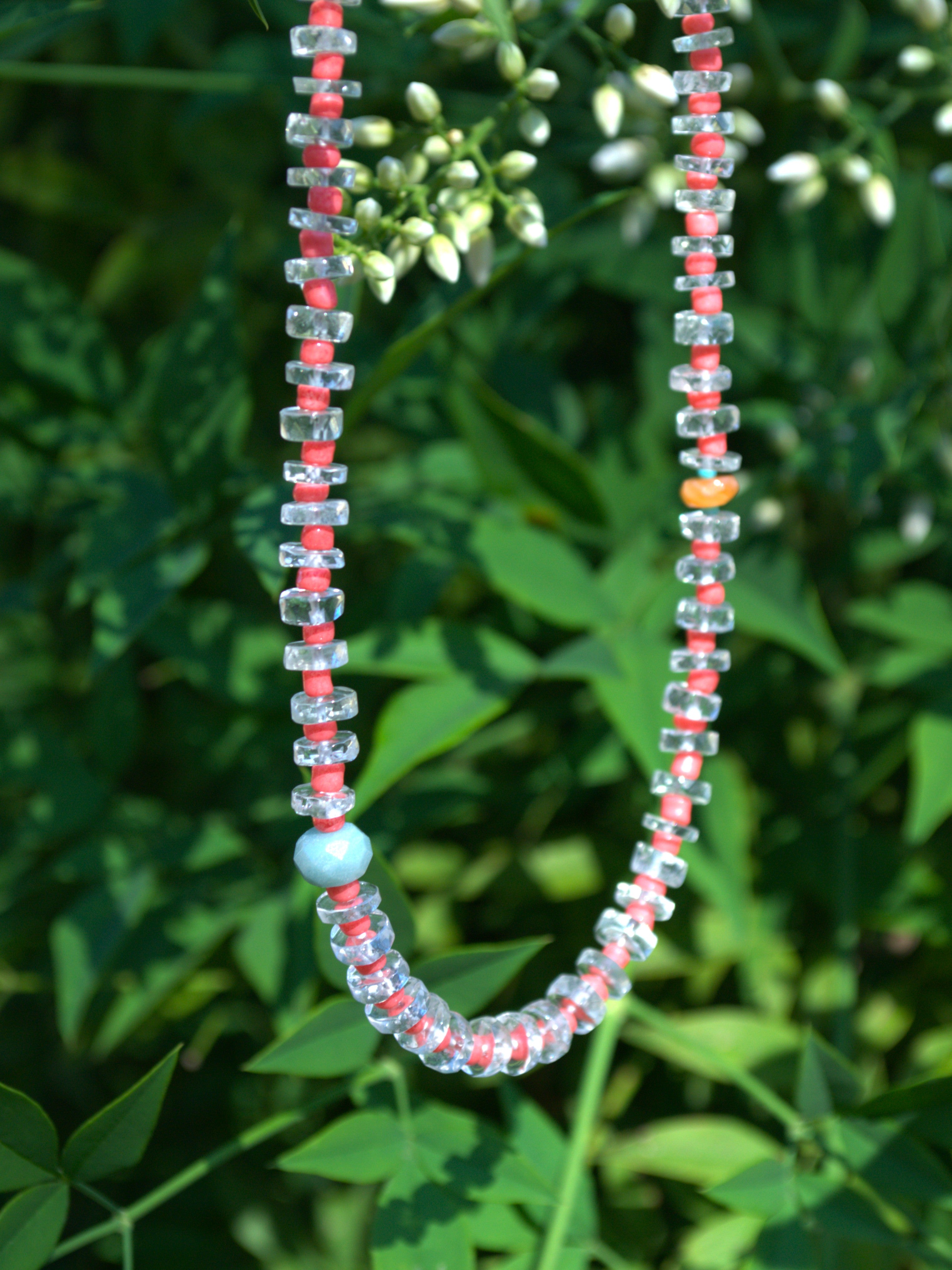 Aquamarine & Seed Bead Necklace