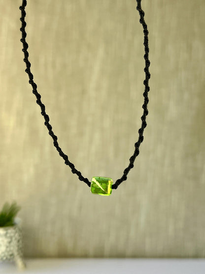 Hand Knotted Glass Bead Choker Necklace Sterling Silver Magnetic Closure Minimalist Jewlery Boho Style