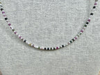 Dainty Tourmaline & Seed Bead Gemstone Necklace, Sterling Silver Magnetic Closure Clasp, Handcrafted Fine Jewelry Gift