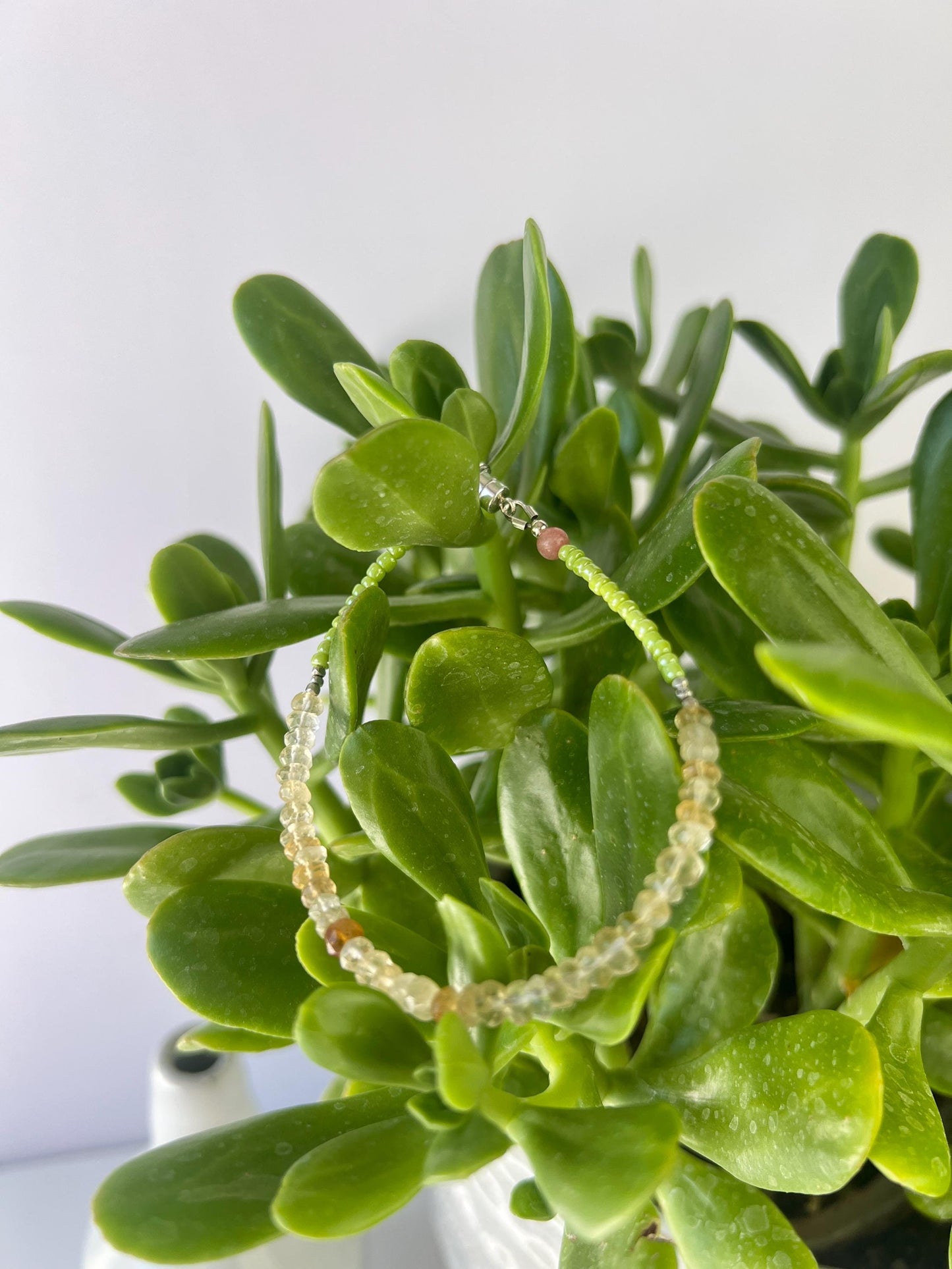 Funky Citrine Gemstone Bracelet, Sterling Silver Magnetic Closure, Minimalist Boho Style