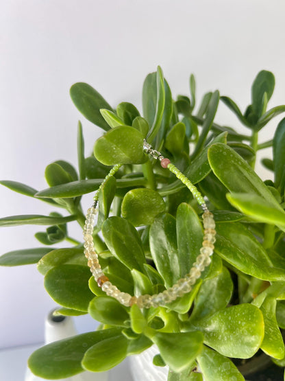 Funky Citrine Gemstone Bracelet, Sterling Silver Magnetic Closure, Minimalist Boho Style