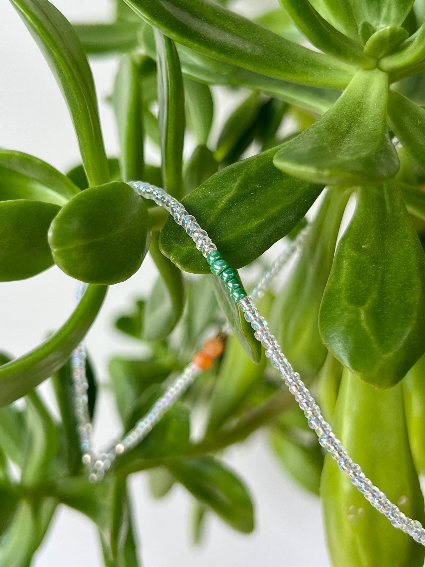 Delicate Seed Bead Choker Sterling Silver Magnetic Closure Necklace Minimalist Boho Style