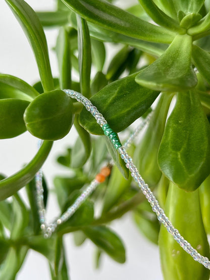 Delicate Seed Bead Choker Sterling Silver Magnetic Closure Necklace Minimalist Boho Style