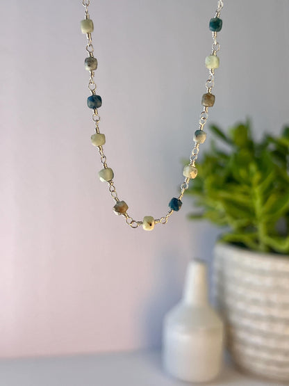 Gemstone & Sterling Silver Handcrafted Necklace, Magnetic Clasp Closure, Minimalist Boho Style Vibes