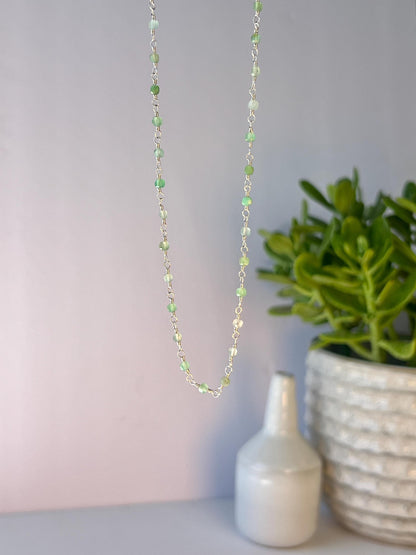 Chrysoprase & Sterling Silver Necklace: Boho Gemstone, Magnetic Clasp