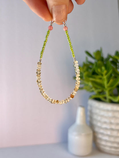 Funky Citrine Gemstone Bracelet, Sterling Silver Magnetic Closure, Minimalist Boho Style