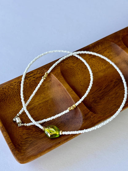 Boho Seed Bead Choker Necklace, Sterling Silver Magnetic Closure, Minimalist Boho Style