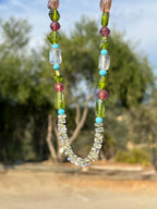 Aquamarine & Glass Bead Necklace
