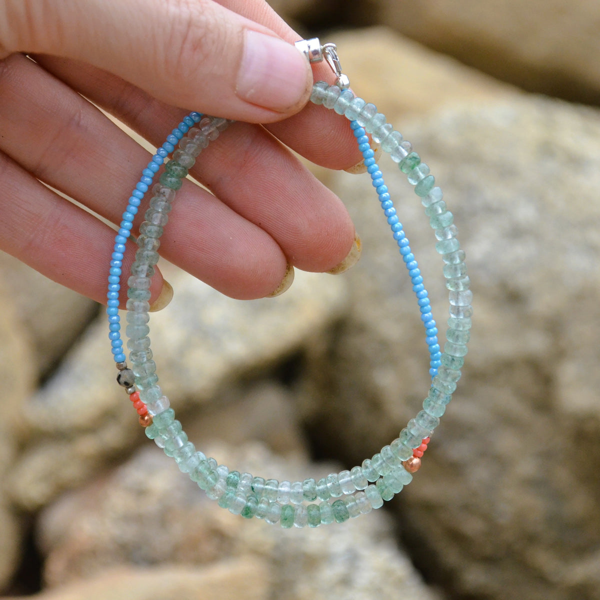 Green Aventurine & Seed Bead Necklace