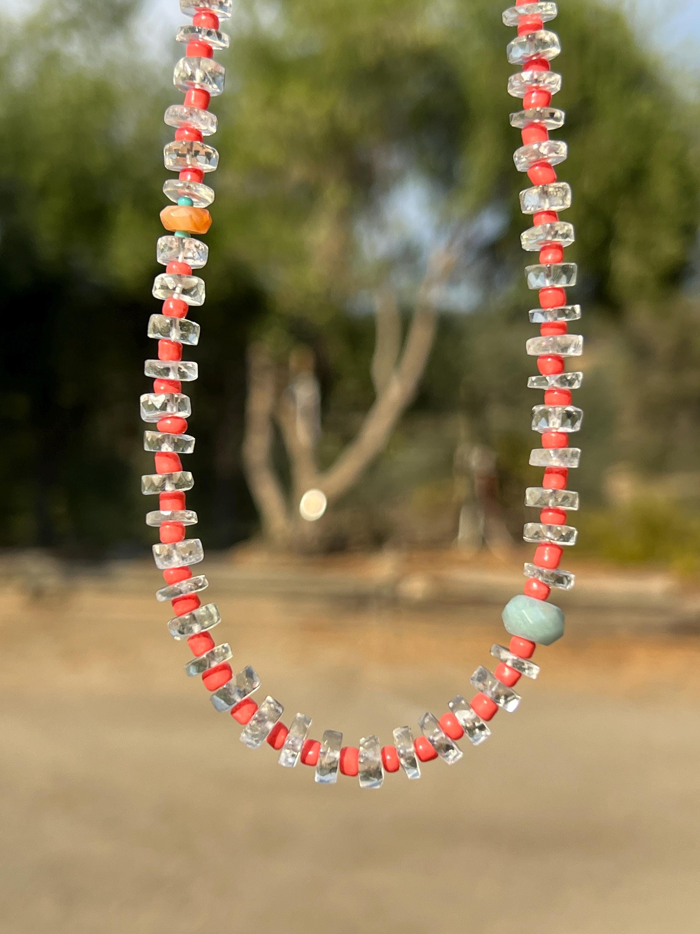 Aquamarine & Seed Bead Necklace