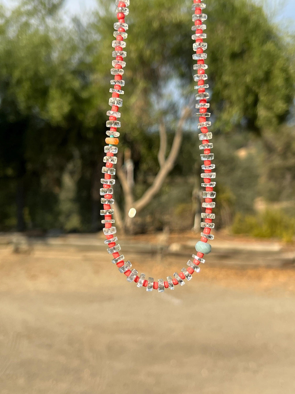 Aquamarine & Seed Bead Necklace