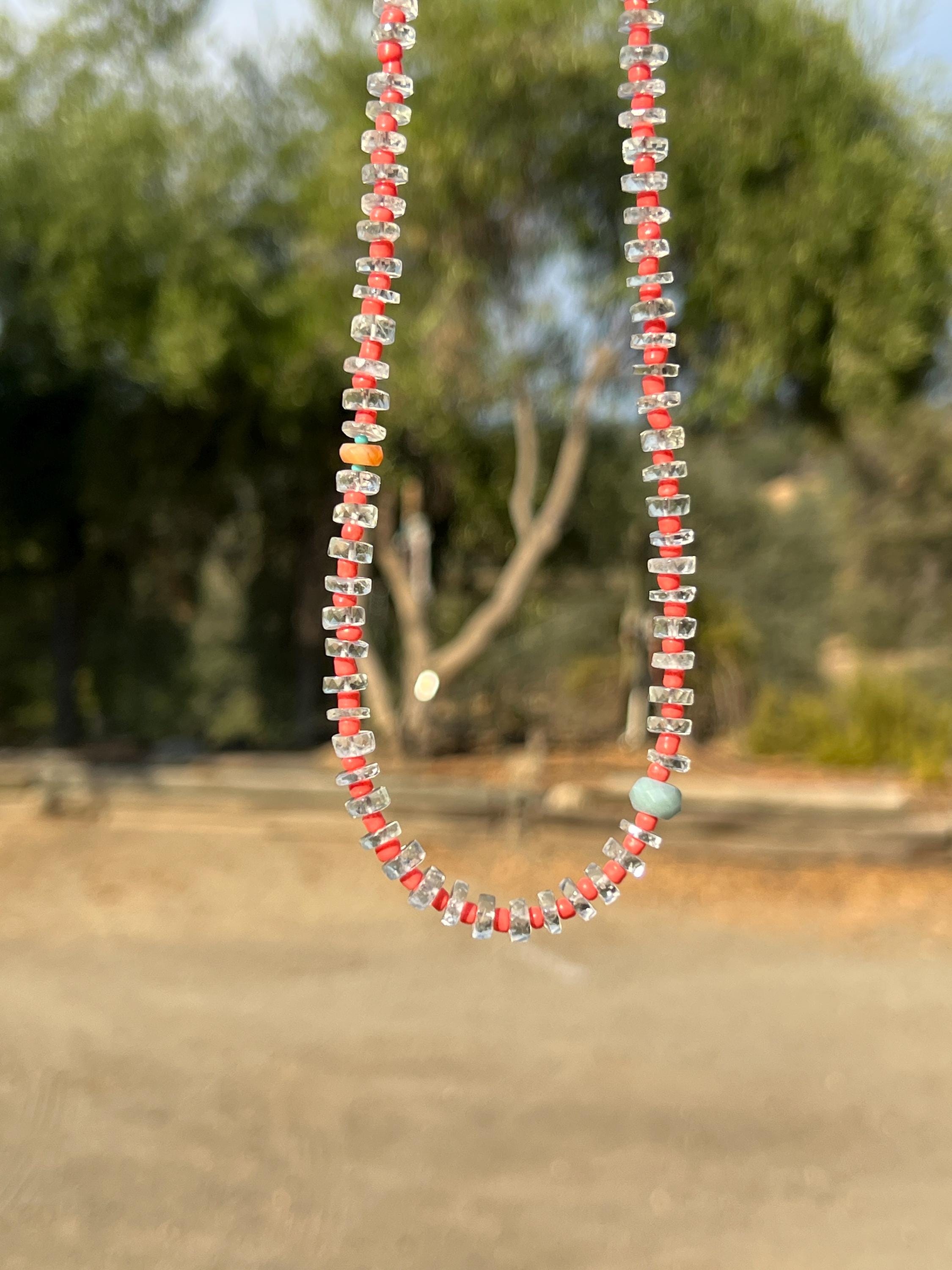 Aquamarine & Seed Bead Necklace
