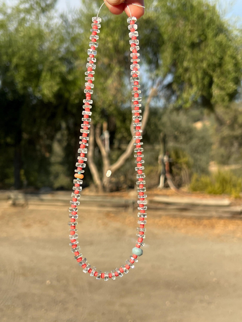 Aquamarine & Seed Bead Necklace