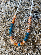 Carnelian & Apatite Gemstone Necklace, Sterling Silver Magnetic Closure, Bold Boho Eclectic Style