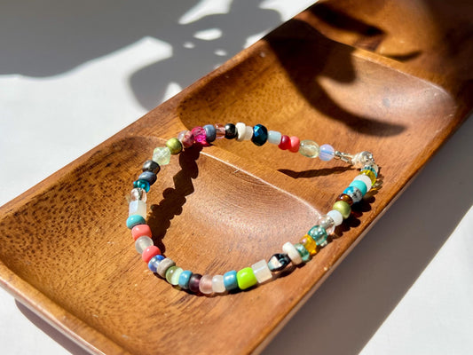 Boho Beaded Bracelet Sterling Silver Magnetic Clasp Casual Minimalist Fine Jewelry Gift