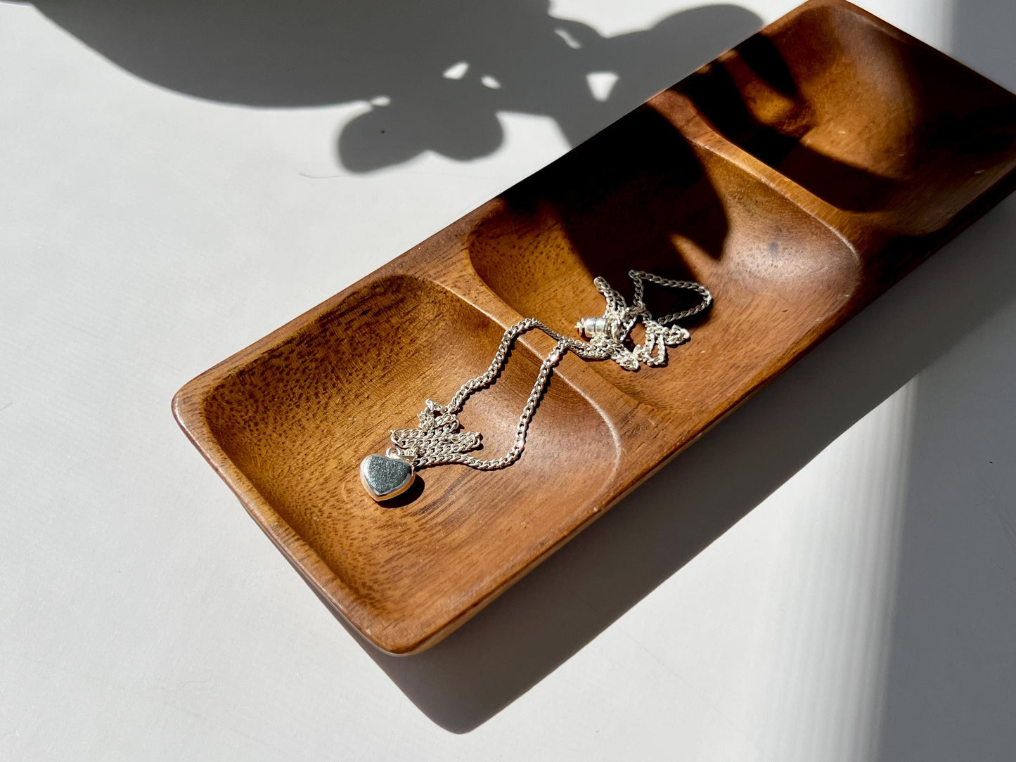 Sterling Silver Heart Pendant Necklace 1.9mm Chain Magnet Clasp Closure Minimalist Everyday Jewelry