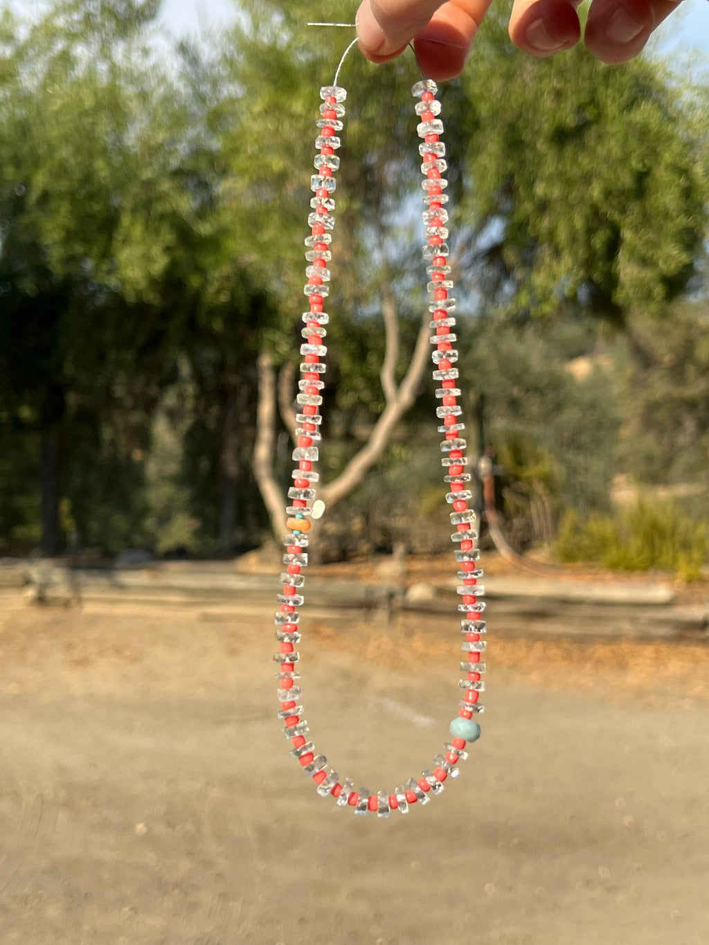 Aquamarine & Seed Bead Necklace