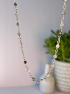 Rose Quartz, Jade, Apatite & Sterling Silver Link Necklace