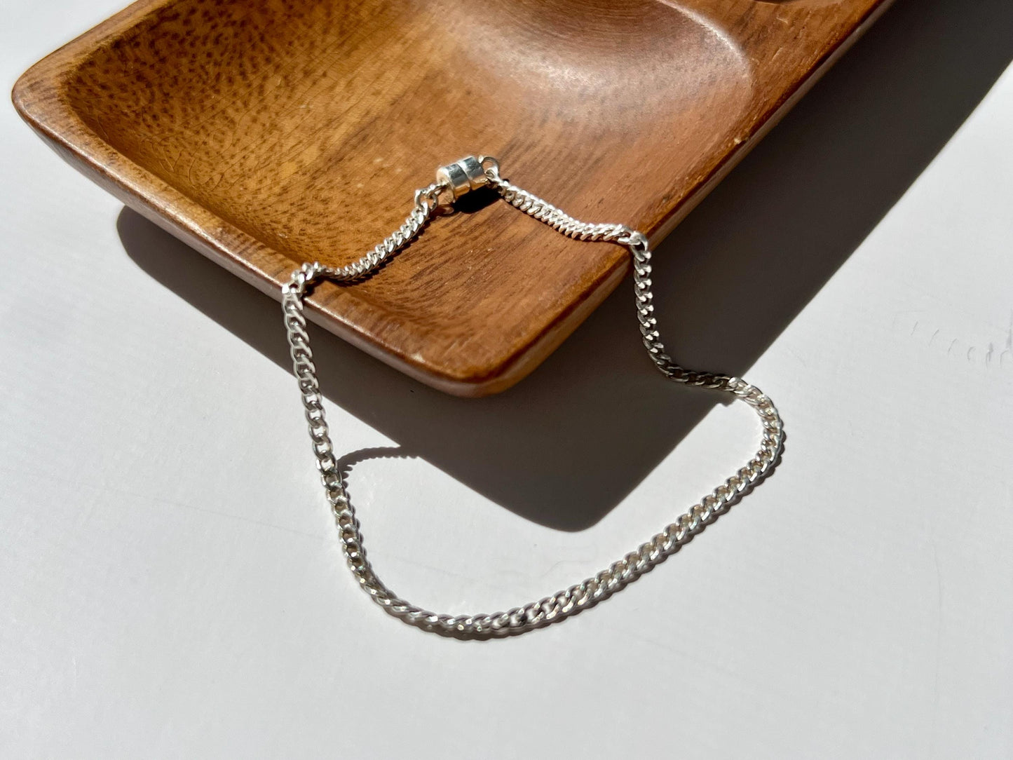 Sterling Silver Cuban Curb 1.9mm Link Bracelet Magnetic Clasp Casual Fine Minimalist Jewelry